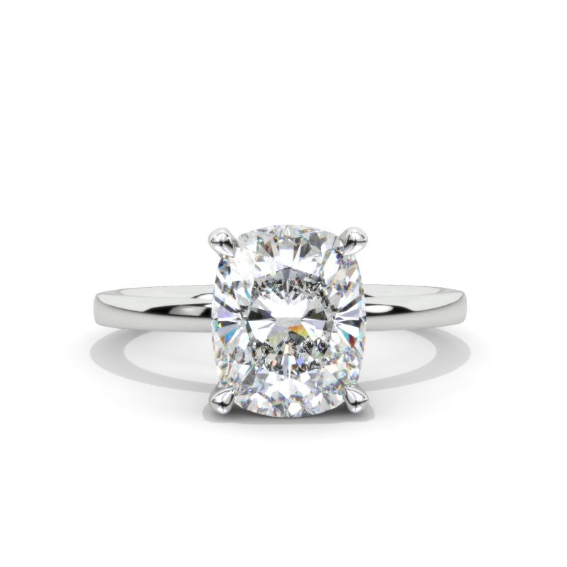 1 Carat Cushion Moissanite Diamond Ring Set Gold Vintage Halo Ring Platinum / 5.5