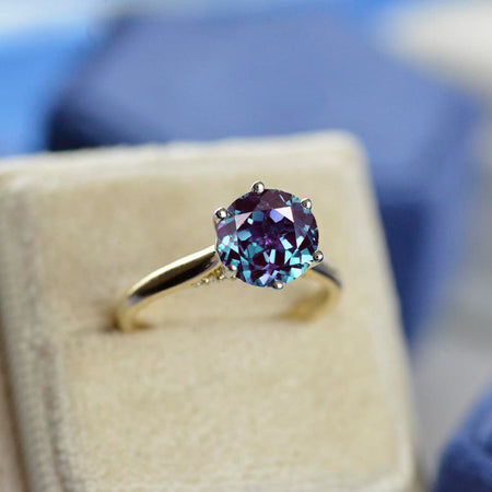 3 Carat Alexandrite Six Prongs Engagement Ring