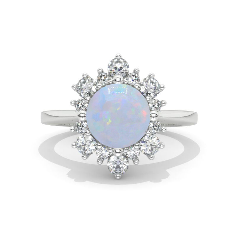 Genuine white on sale opal ring