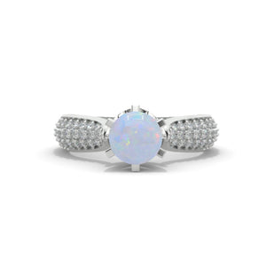 1.5 Carat Genuine Natural White Opal Engagement Ring