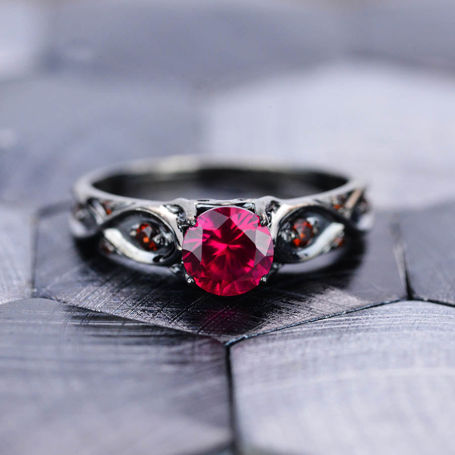 Black gold clearance ruby engagement rings