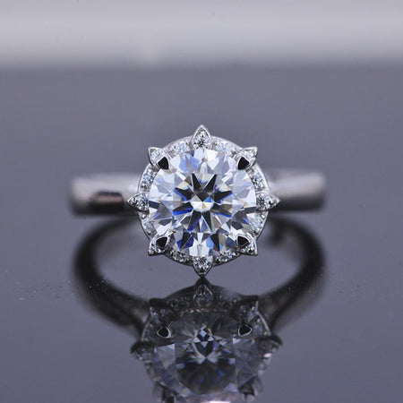 1.5 Carat  Moissanite  Engagement Ring 14K White Gold  Ring