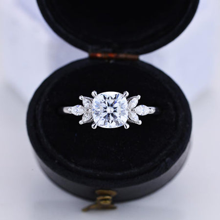 2 Carat Cushion Cut Giliarto Moissanite Diamond White Gold Engagement Ring