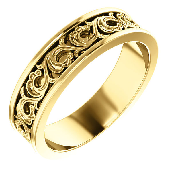 14K Gold 6mm Sculptural-Inspired Band - Giliarto
