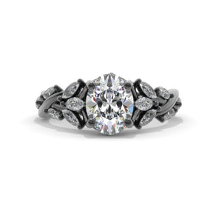 Celtic 2 Carat Oval Moissanite 14K Black Gold  Engagement Ring