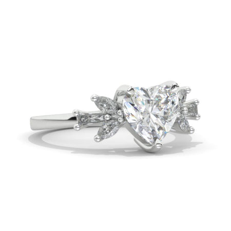 Heart Cluster Halo Moissanite 14K Gold Engagement Ring