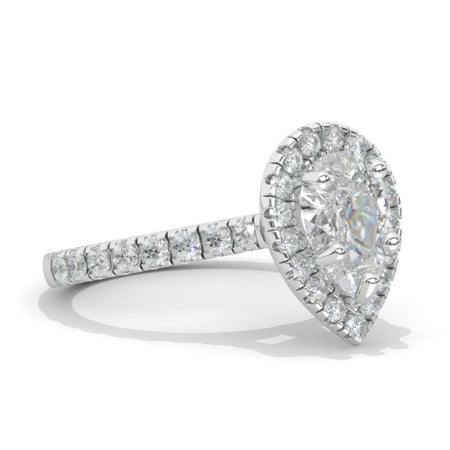 Luxury 3 Carat Pear Moissanite Halo Engagement Ring