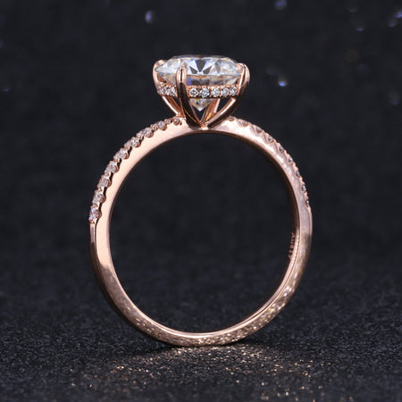 2 Carat Round Hidden Halo Giliarto Moissanite Diamond Rose Gold Engagement Ring