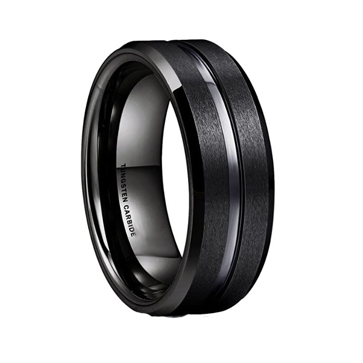 8 mm Black Tungsten Mens Wedding Bands Utopia