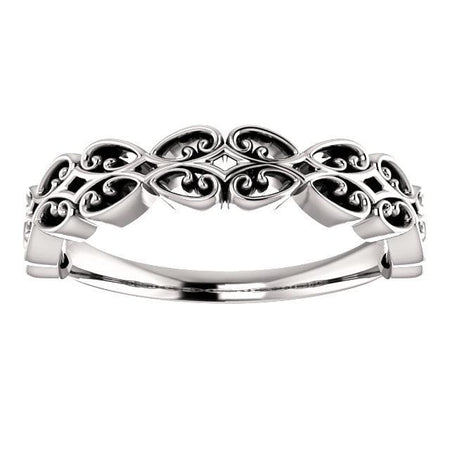 Vintage-Inspired Stackable  14K White Gold Ring - Giliarto