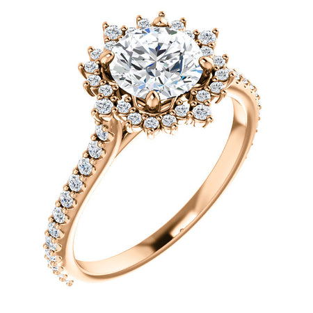 14K Gold Moissanite  Round 1/3 CTW Diamond  Engagement Ring