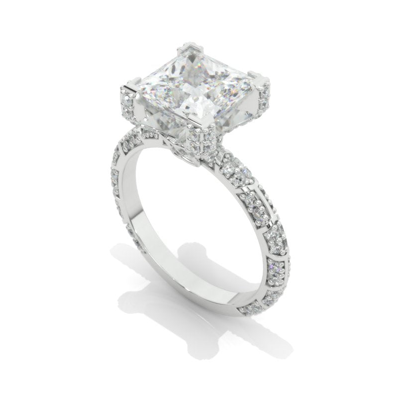 2.5 Carat Princess Cut Moissanite White Gold Giliarto Engagement Ring