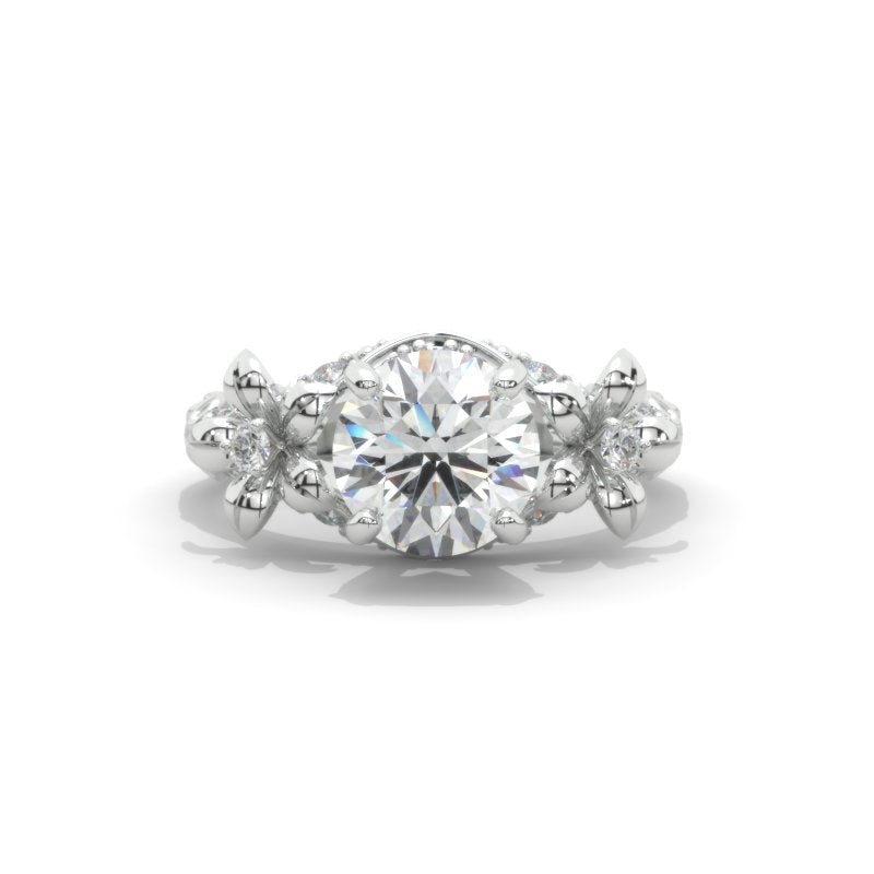 jolie ring – 1 carat colorless round NEO moissanite and sapphire