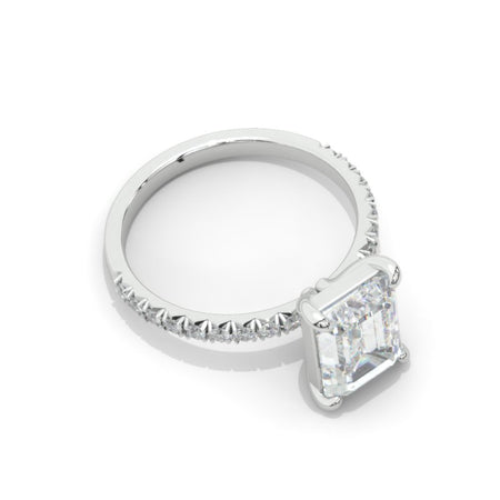 Solitaire Pave Accents Stones, Emerald Cut Engagement ring