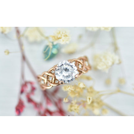 2 Carat White Moissanite Diamond Like Stone Stones in 14K White Rose Yellow Gold Engagement Ring Anniversary Promissory Ring Giliarto