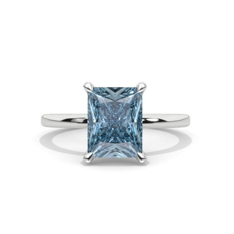 Blue shops Moissanite Solitaire Ring