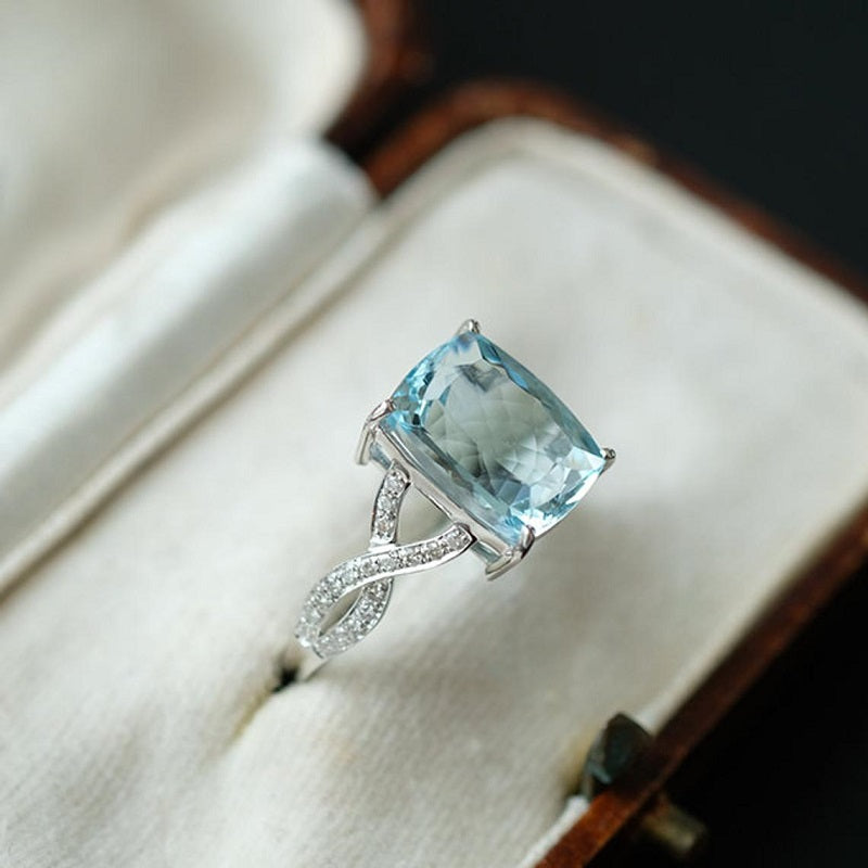 19.64ct Aquamarine, Diamond Cocktail/Statement Ring in 18K White Gold |  Skyjems