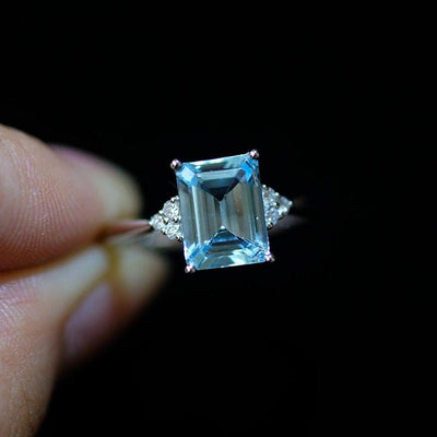 3 carat aquamarine engagement outlet ring