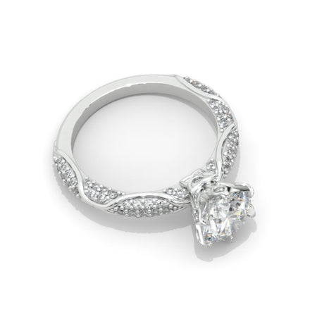 2 Carat  Moissanite Floral  White Gold Engagement  Ring