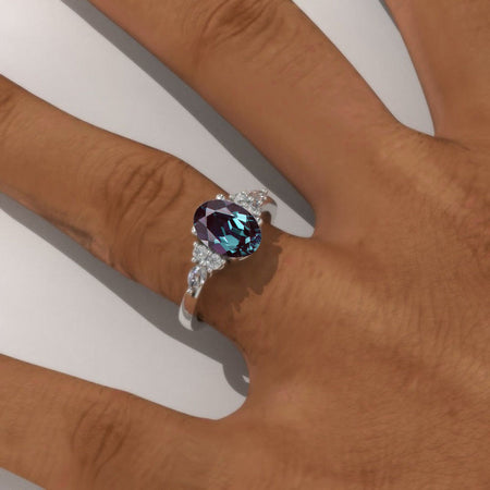 3 Carat Oval Alexandrite Engagement Ring