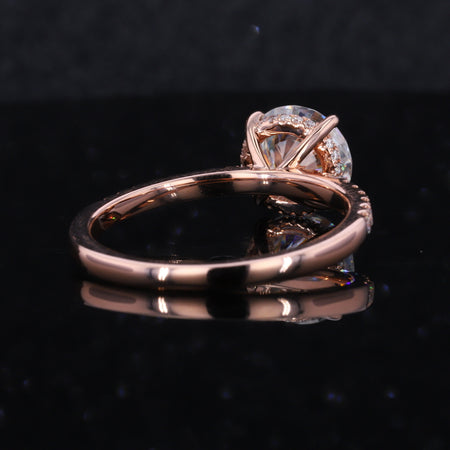 2 Carat Round Hidden Halo Alexandrite Rose Gold Engagement Ring