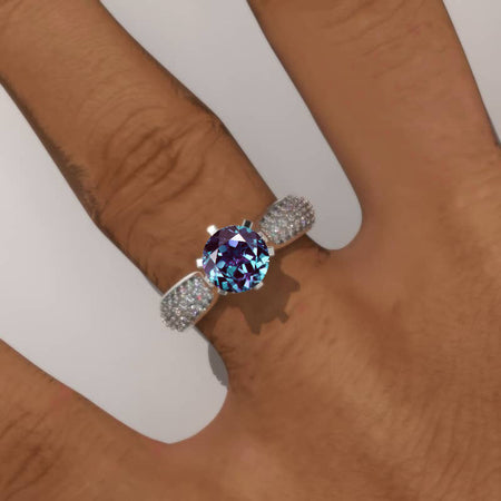 1.5 Carat Ethically LAB-Grown Alexandrite Engagement Ring